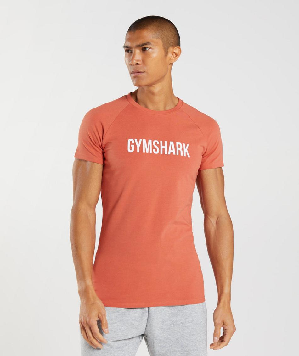 T Shirts Męskie Gymshark Apollo Czerwone | PL 3925SGL